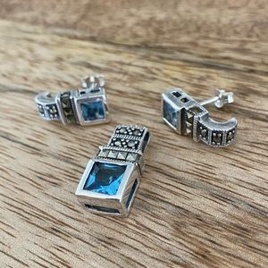 Vintage Silpada Blue Topaz pendant & earrings